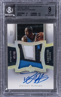 2004-05 UD "Exquisite Collection" Noble Nameplates #DH2 Dwight Howard Signed Game Used Patch Card (#47/50) - BGS MINT 9/BGS 9